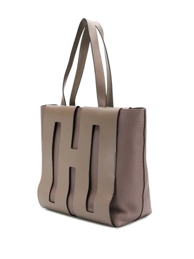 Shop Hogan Cut-out Tote Bag In Neutrals