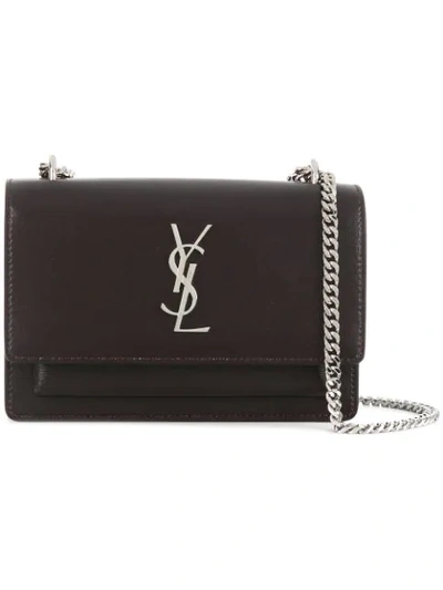 Shop Saint Laurent Sunset Chain Wallet In Brown