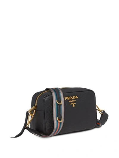 Shop Prada Pebbled Shoulder Bag In Black