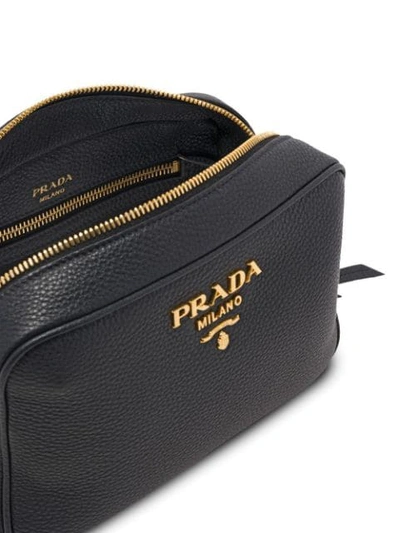 Shop Prada Pebbled Shoulder Bag In Black