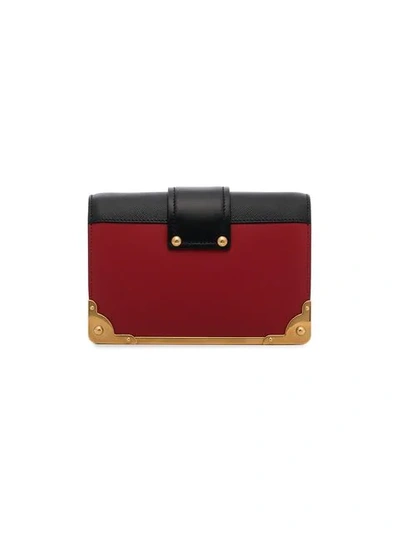 Shop Prada Black And Red Cahier Mini Leather Shoulder Bag