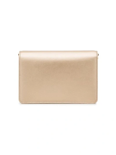 Shop Prada Metallic Gold Logo Chain Strap Mini Leather Bag