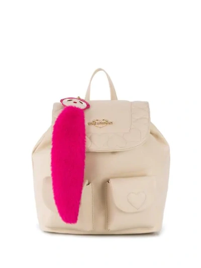 Shop Love Moschino Quilted Heart Backpack In White