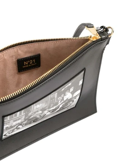 Shop N°21 Motorcycle Photo Print Clutch In Black