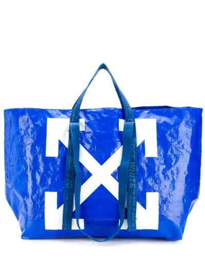 Shop Off-white Arrows Print Oversized Tote In Blue