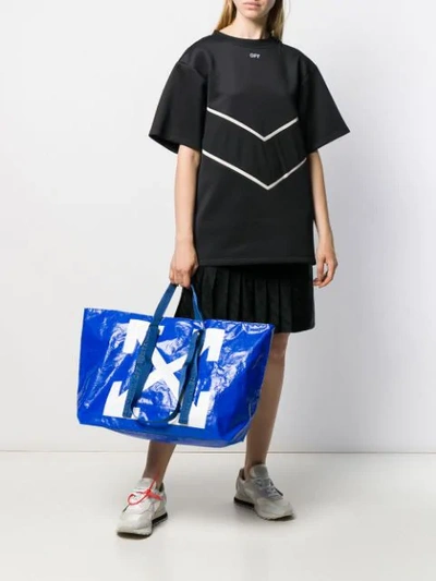 Shop Off-white Arrows Print Oversized Tote In Blue