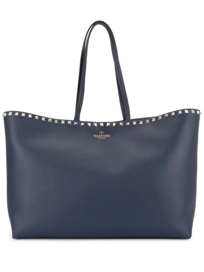 Shop Valentino Garavani Rockstud Shopper Bag In Blue