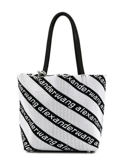 Shop Alexander Wang Logo Stripe Tote Bag In White