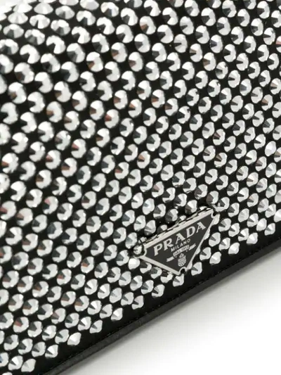 Shop Prada Crystal Embellished Wallet On Chain In Metallic