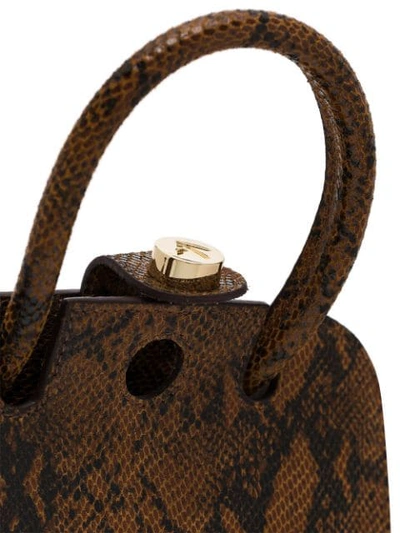 Shop Manu Atelier Micro Ladybird Snake Print Shoulder Bag In Brown