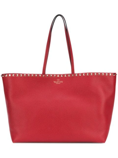 Shop Valentino Garavani Rockstud Tote Bag In Red