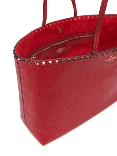 Shop Valentino Garavani Rockstud Tote Bag In Red