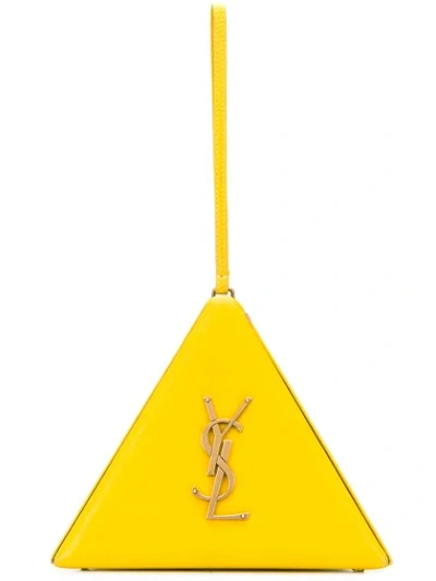 Shop Saint Laurent Triangle Shaped Mini Bag  In Yellow