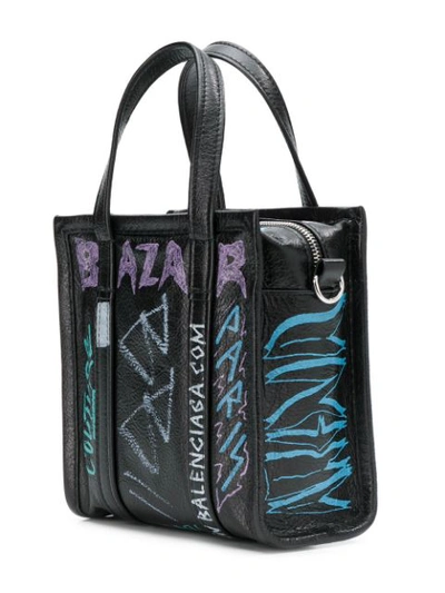 Shop Balenciaga Printed Bazar Shopper Tote In Black