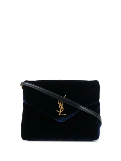 Shop Saint Laurent Loulou Velvet Shoulder Bag In Black