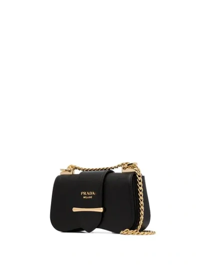 PRADA BLACK SIDONIE LEATHER CROSS BODY SHOULDER BAG - 黑色