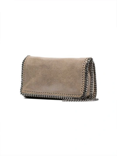 Shop Stella Mccartney Beige And Silver Metallic Falabella Crossbody Bag In Neutrals