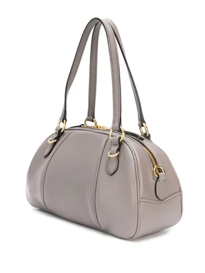 Shop Miu Miu Top Handle Bowling Bag In Grey