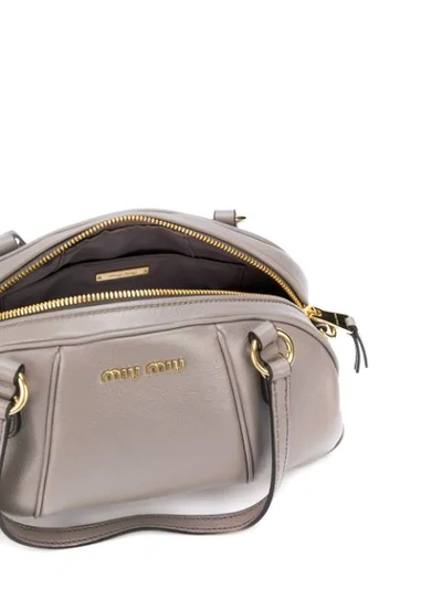 Shop Miu Miu Top Handle Bowling Bag In Grey