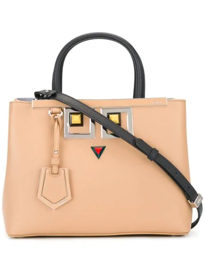 Shop Fendi Square Eyes Tote In Neutrals