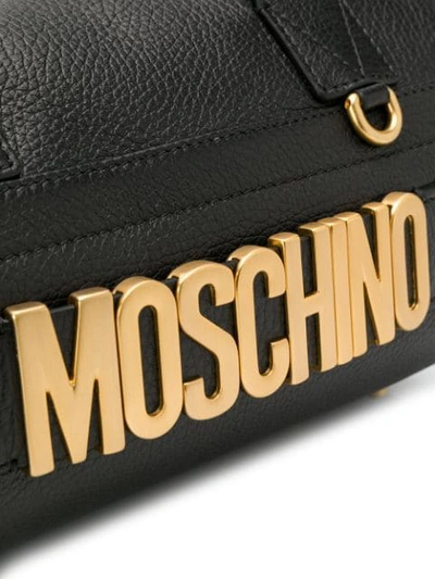 Shop Moschino Oversized Logo Tote Bag In 0555 Black