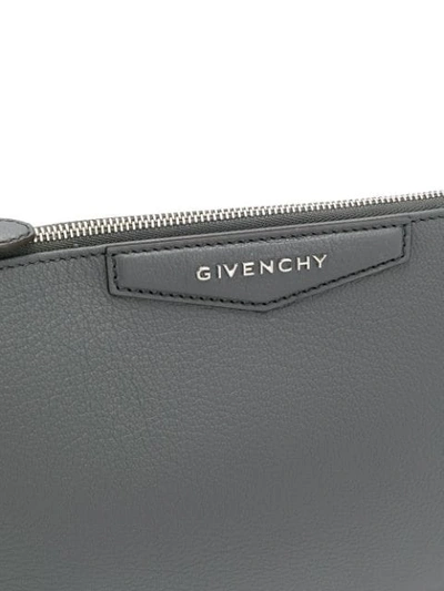 Shop Givenchy Antigona Leather Clutch Bag In Grey