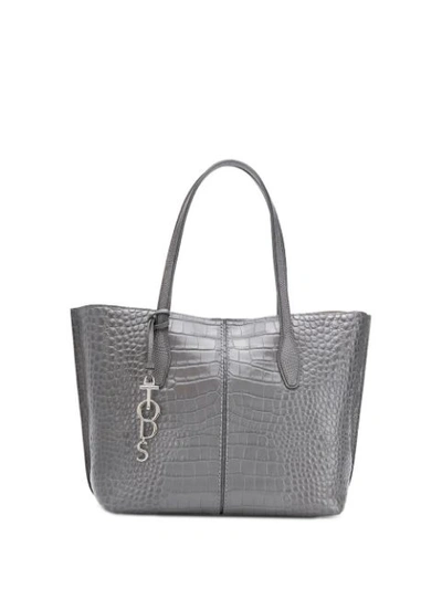 Shop Tod's Catrame Tote Bag In Grey
