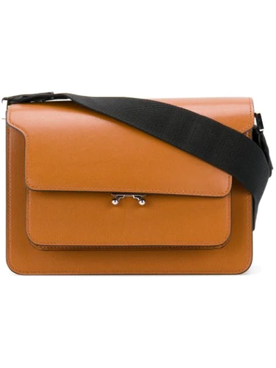 Shop Marni Trunk Medium Shoulder Bag In Brown