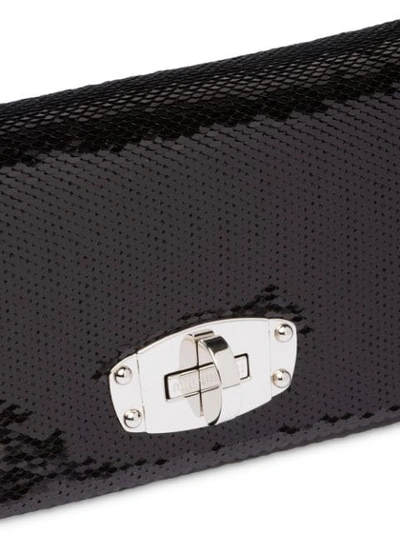 Shop Miu Miu Sequin Embellished Clutch In Black