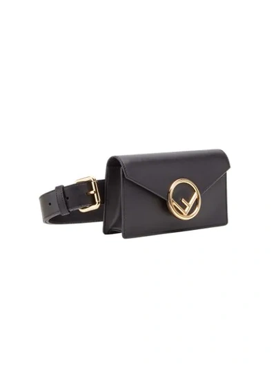 Shop Fendi Black Logo Leather Belt Bag