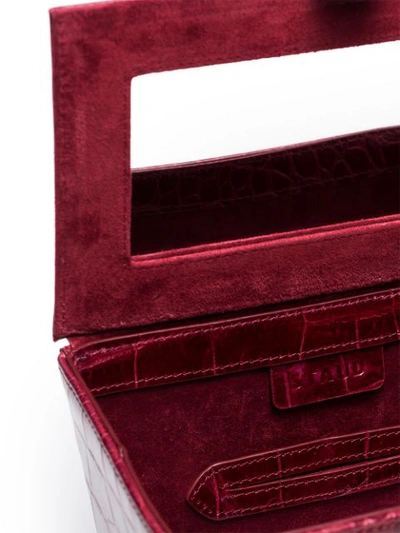 Shop Staud Burgundy Red Sadie Mock Croc Leather Box Bag
