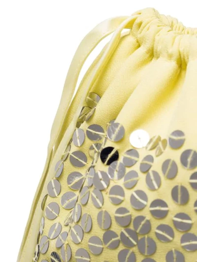 Shop Attico Sequin-embellished Pouch Bag In Yellow