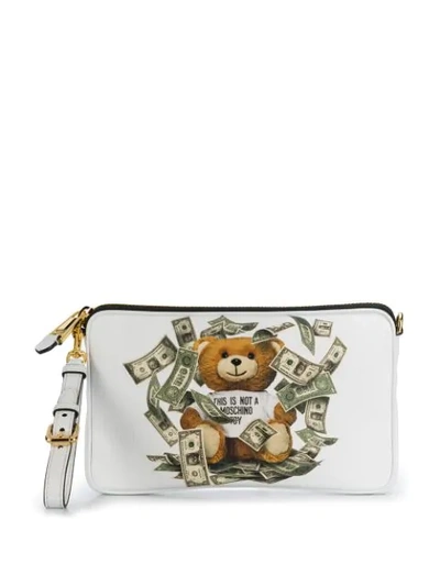 MOSCHINO TEDDY BEAR ZIPPED CLUTCH - 白色