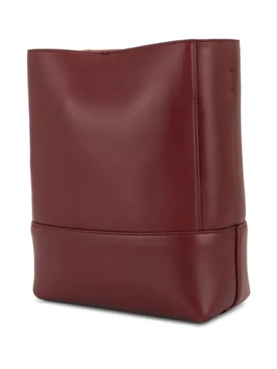 Shop Bottega Veneta Stamped Logo Shoulder Bag In Red