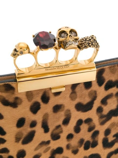 Shop Alexander Mcqueen Knuckle Duster Leopard Clutch In Neutrals