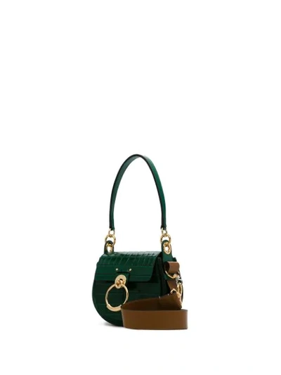 Shop Chloé Green Tess Small Crocodile-embossed Leather Shoulder Bag