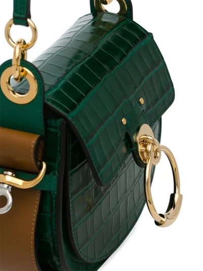 Shop Chloé Green Tess Small Crocodile-embossed Leather Shoulder Bag