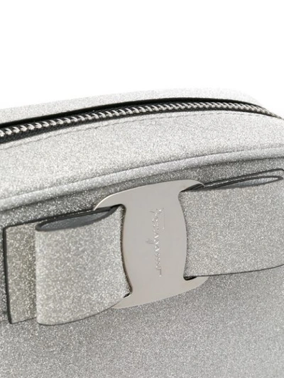 Shop Ferragamo Vara Bow Camera Bag In Silver