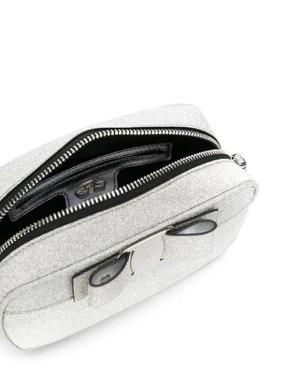 Shop Ferragamo Vara Bow Camera Bag In Silver