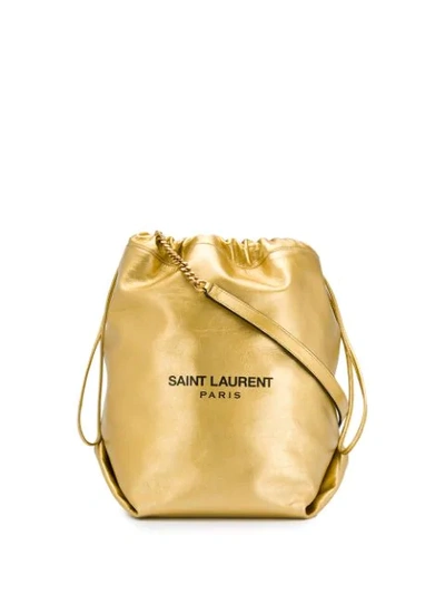 Shop Saint Laurent Teddy Bucket Bag In Gold