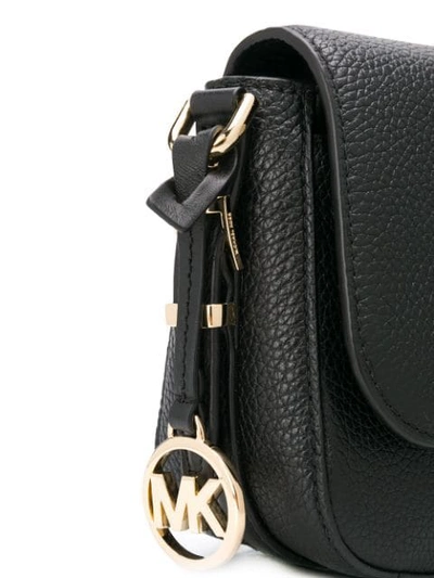 Shop Michael Michael Kors Foldover Logo Crossbody Bag In Black