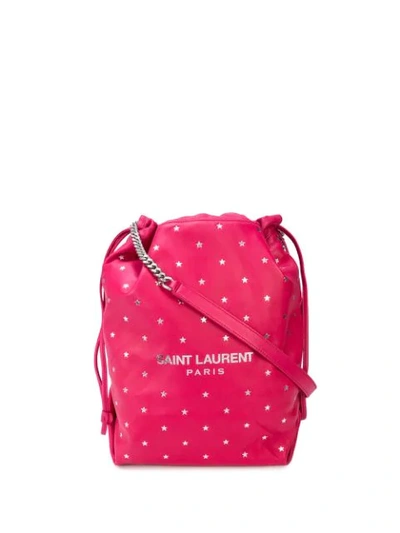 Shop Saint Laurent Teddy Star Pattern Bucket Bag In Pink