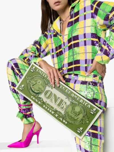 Shop Moschino Dollar Bill Clutch Bag In 1888 Multicoloured