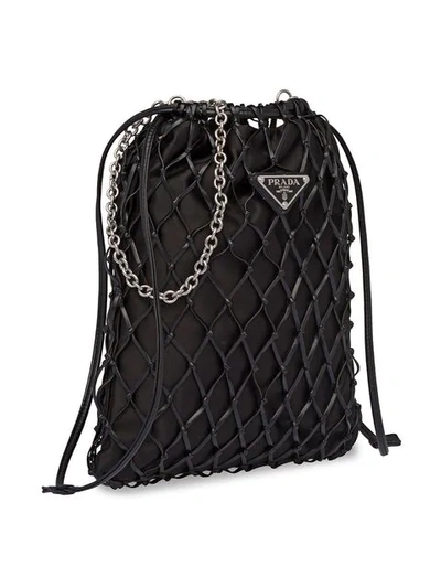 Shop Prada Net Crossbody Bag In Black