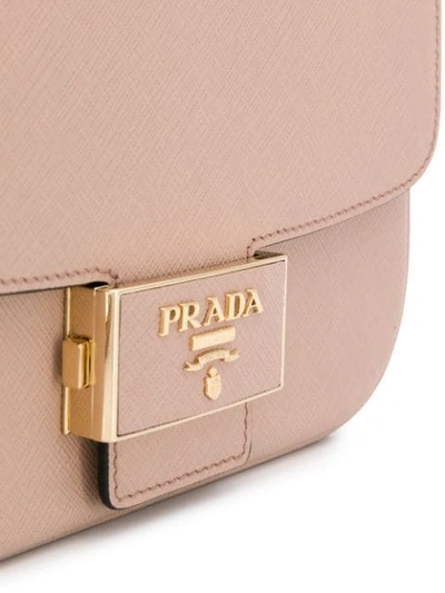 Shop Prada Emblème Cross Body Bag In Neutrals