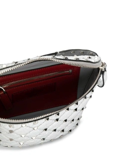 Shop Valentino Garavani Rockstud Belt Bag In Silver