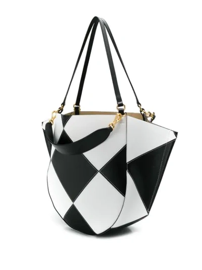 Shop Wandler Mia Checked Tote Bag In Black