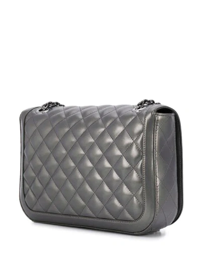 Shop Love Moschino Quilted Logo Tote In Grey