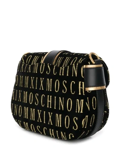 Shop Moschino Roman Embroidery Shoulder Bag In Black
