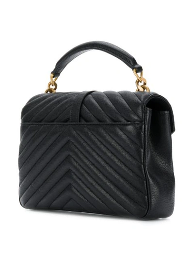 Shop Saint Laurent Black College Medium Quilted Leather Shoulder Bag